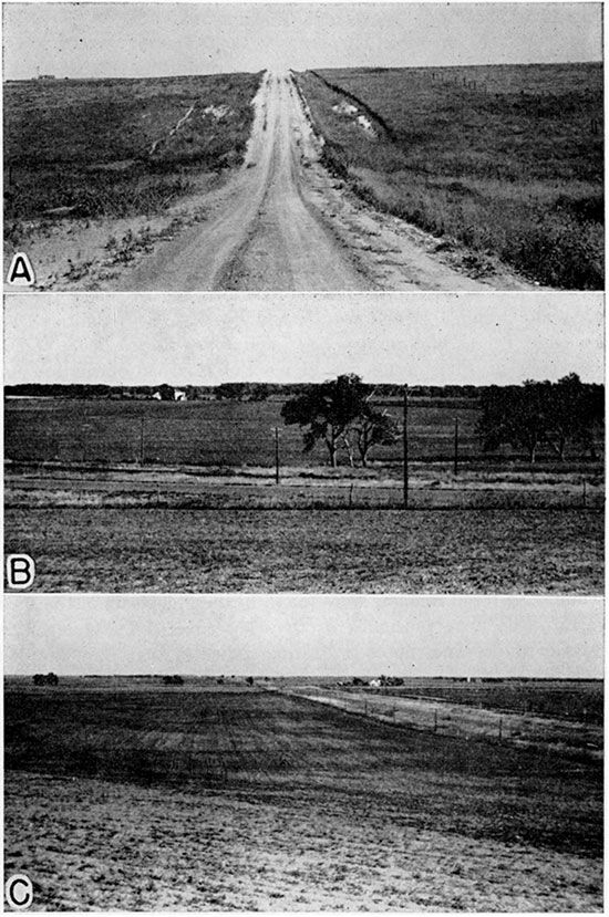 Three black and white photos of the Ogallala formation and alluvium.