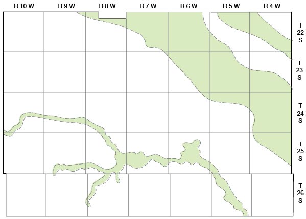 alluvial deposits exposed in ne corner and small area of south-central