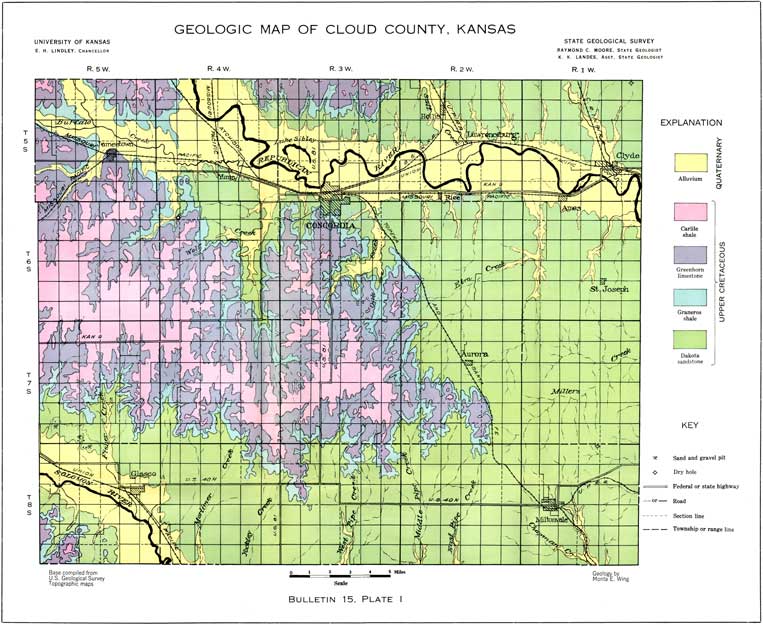 Color geologic map of Cloud County.