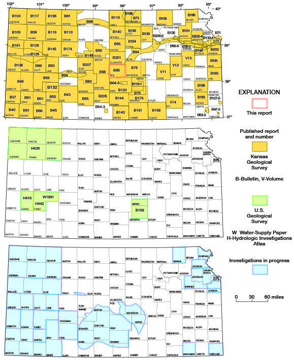Index map of Kansas showing Rice County and other bulletins online