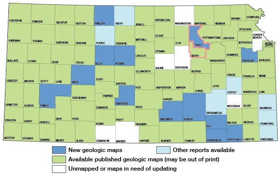 Index map of Kansas showing status of geologic mapping, 1999
