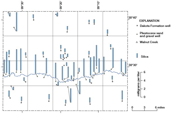 Higher values along Walnut Creek; most others are lower.