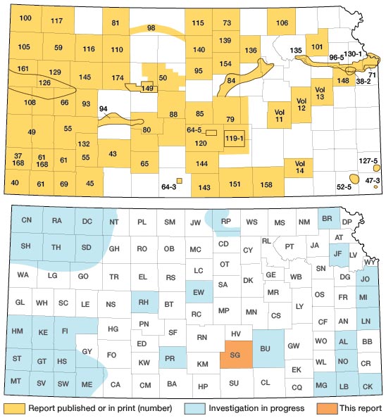 Index map of Kansas showing area described in this report and areas covered by other groundwater reports.