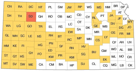 Index map of Kansas showing Sheridan County and other bulletins online