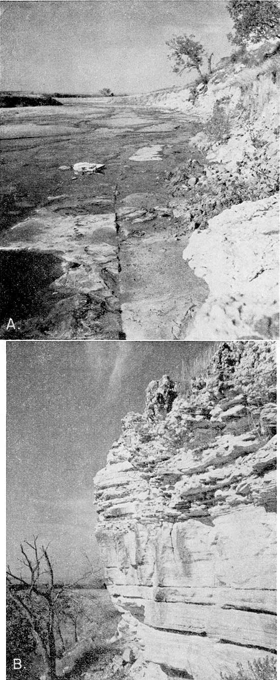 Two black and white photos showing Niobrara outcrops.