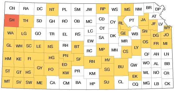 Index map of Kansas showing Sherman County and other bulletins online