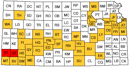 Index map of Kansas showing Grant, Stanton, and other bulletins online