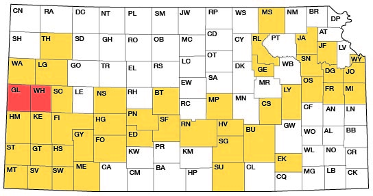 Index map of Kansas showing Greeley abd Wichita counties and other bulletins online