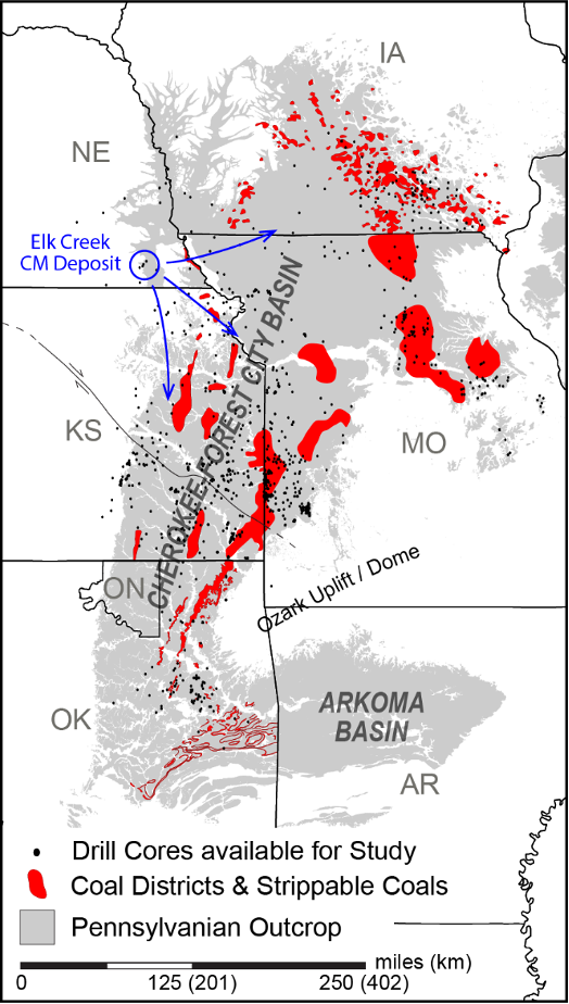 Map of Pennsylvanian outcrop belt