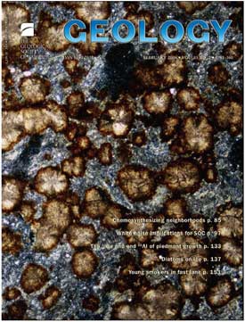 Cover of Geology magazine showinga thin section from the Dakota.