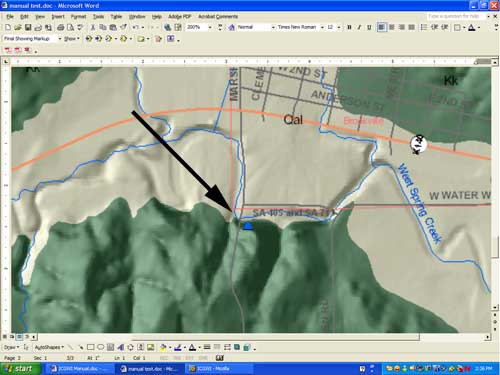 Clicking on a blue triangle brings up information on a measured section or outcrop.