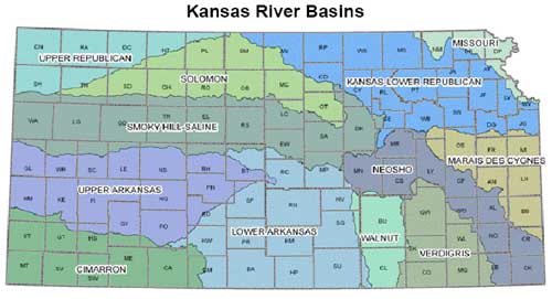 River basins in Kansas.