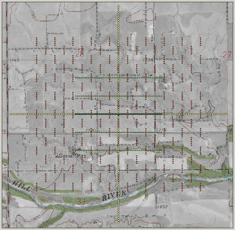 aerial photo overlain by station locations