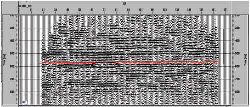 seismic data with small area highlighted