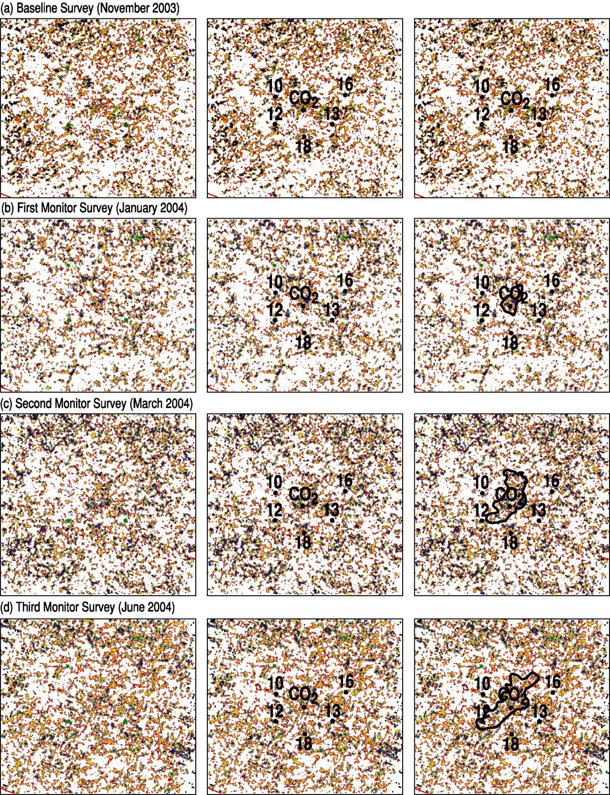 Color seismic section with synthetic seismic traces at well
