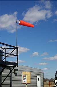 Stiff windsock with 30 mph winds.