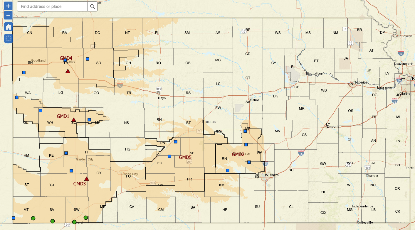 Kansas map showing location of index wells.
