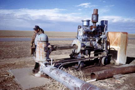 Irrigation well with pump.