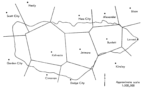 Watershed split into three closed polygons with open ones on the outside.