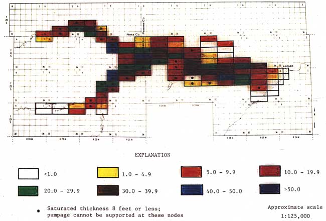 Water level drop displayed for each node in model.