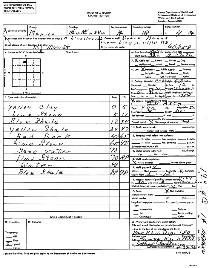 WWC5-5 Form for Well L20