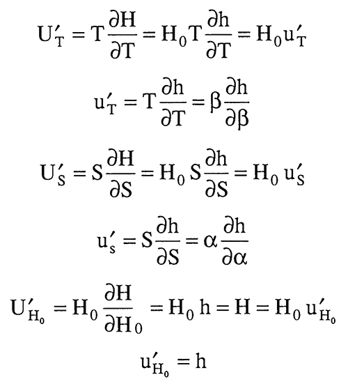 Normalized Sensitivities to Relative Head