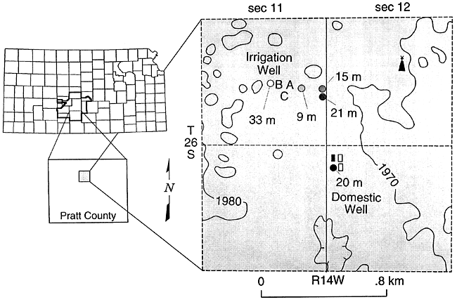 Study wells located in north-central Pratt County.