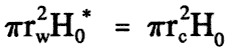 (pi)(rw squared)(expected displacement) = (pi)(rc squared)(actual displacement)