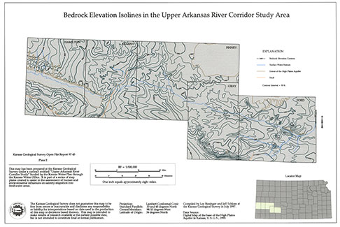 Isolines of the Altitude of the Base of the High Plains Aquifer in the Upper Arkansas River Corridor Study Area