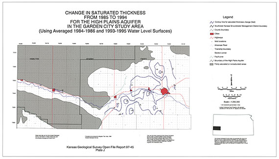 Change in Saturated Thickness from 1985 to 1994 for the High Plains Aquifer in the Garden City Study Area