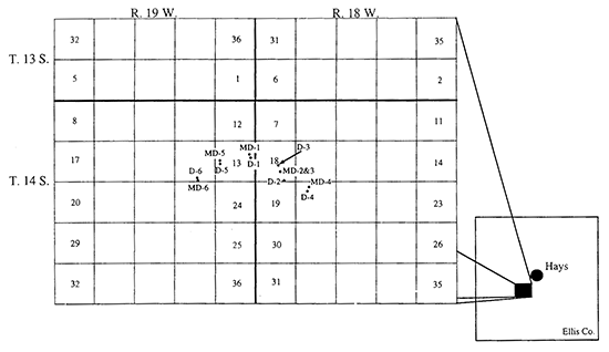 Location map for the Dakota well field of the city of Hays.