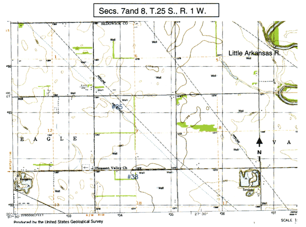 Wells are southwest of Little Ark River, very little relief.