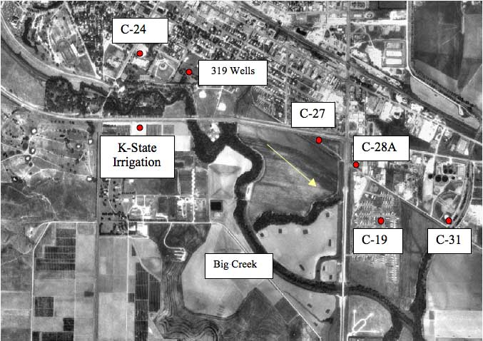 Flow near Big Creek well field is from NW to SE; sampling to NW and East. 