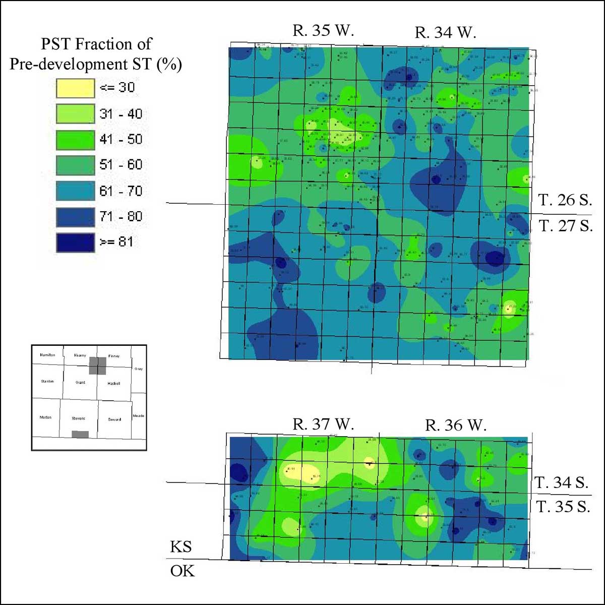 Fraction is mostly 40-70% in Four Corners; some in SE Stevens is less than 30, but most is 50 to 60%.