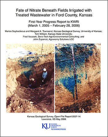 Cover of the report; white paper, black text, photos of dye moving through soil.