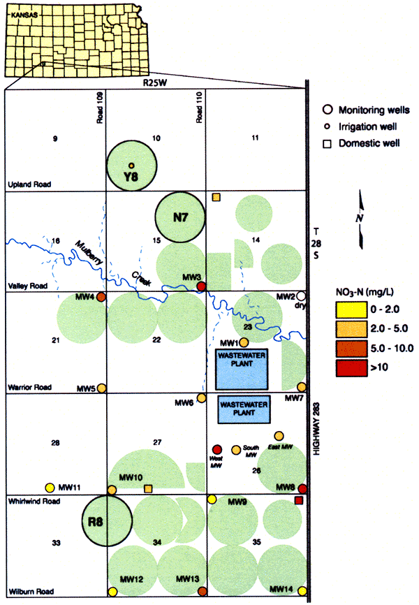 Groundwater nitrate-nitrogen concentrations during November 2005.