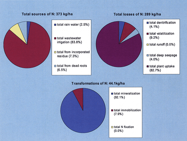 Simulated soil nitrogen balance components for site N7.