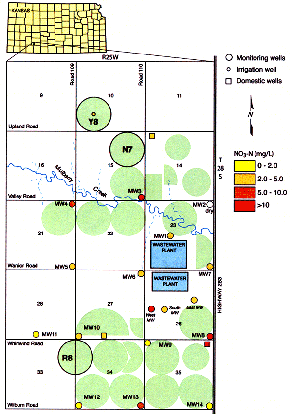 Ground-water nitrate-nitrogen concentrations during November 2005.