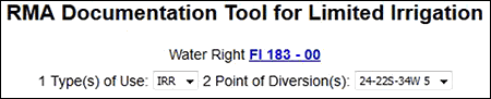 Example of a listed water right and its type of water use and points of water diversion.