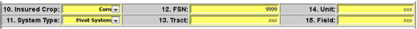 Example of data fields 10 to 15.