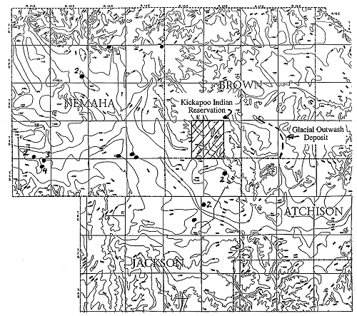 location of public water-supply wells overlain on subsurface bedrock topography