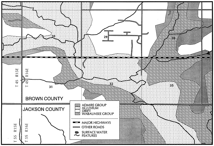 Alluvium stretches from northwest to southeast corner of reservation