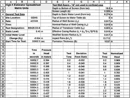 screen dump of spreadsheet