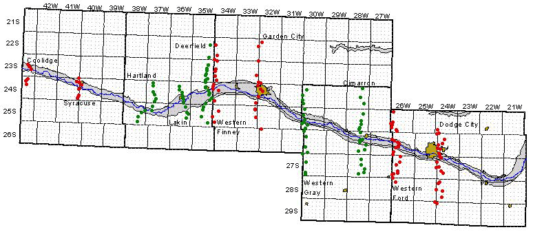 Locations of wells and test holes used in north-south sections.