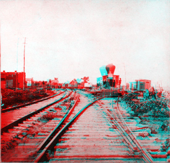 1867 Photo of Railroad yards, Wyandotte, Kansas