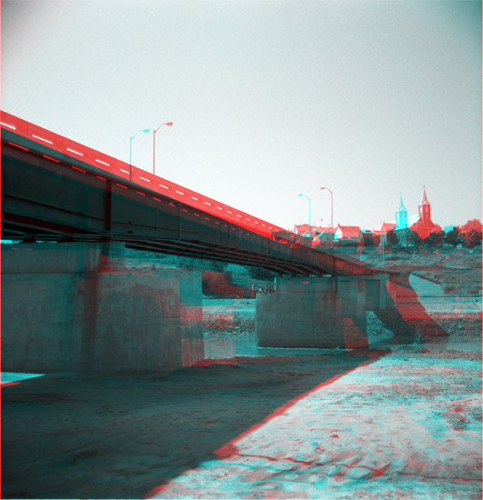 highway bridge across Kansas River, Strawberry Hill church in background