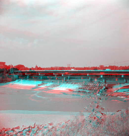 highway bridges across Kansas River, above low dam