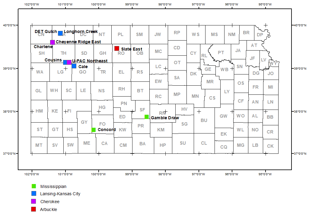 Map shows location of wells in new field discoveries, February and March 2022