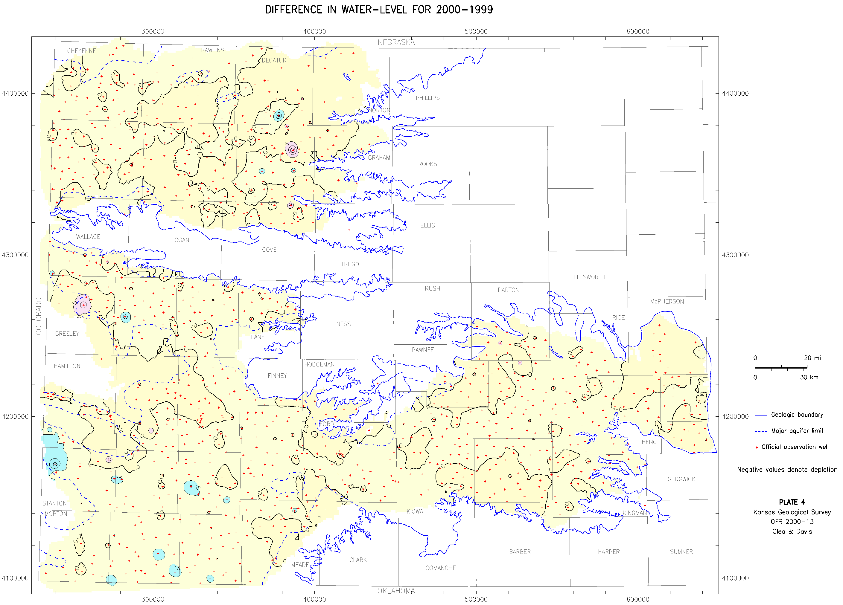 Difference in Water Level, 2000-1999