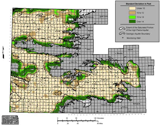 Largest deviations are on boundary of High Plains aquifer.